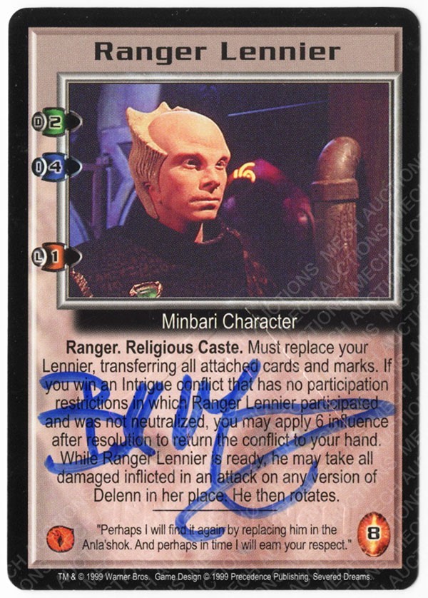 Babylon 5 CCG Sogni Severiti Carta in rilievo Ranger Lennier Bill Mumy Autografo