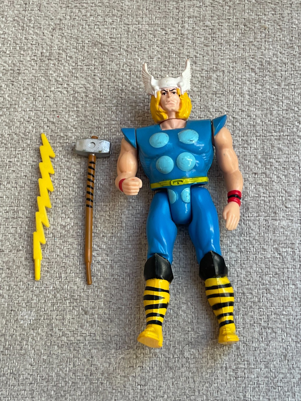 VINTAGE 1991 TOYBIZ SMASHING HAMMER SUPER HEROES THOR ACTION FIGURE COMPLETA