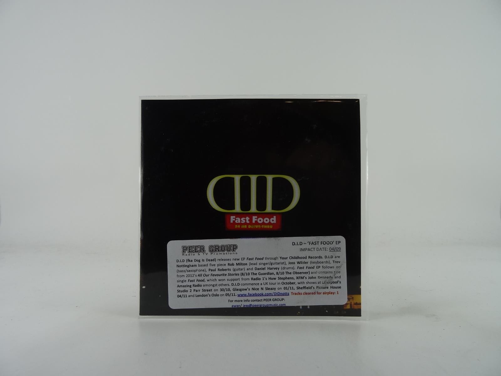 D.I.D FAST FOOD EP (A47) 4 Track Promo CD Single including Picture Sleeve YOUR C