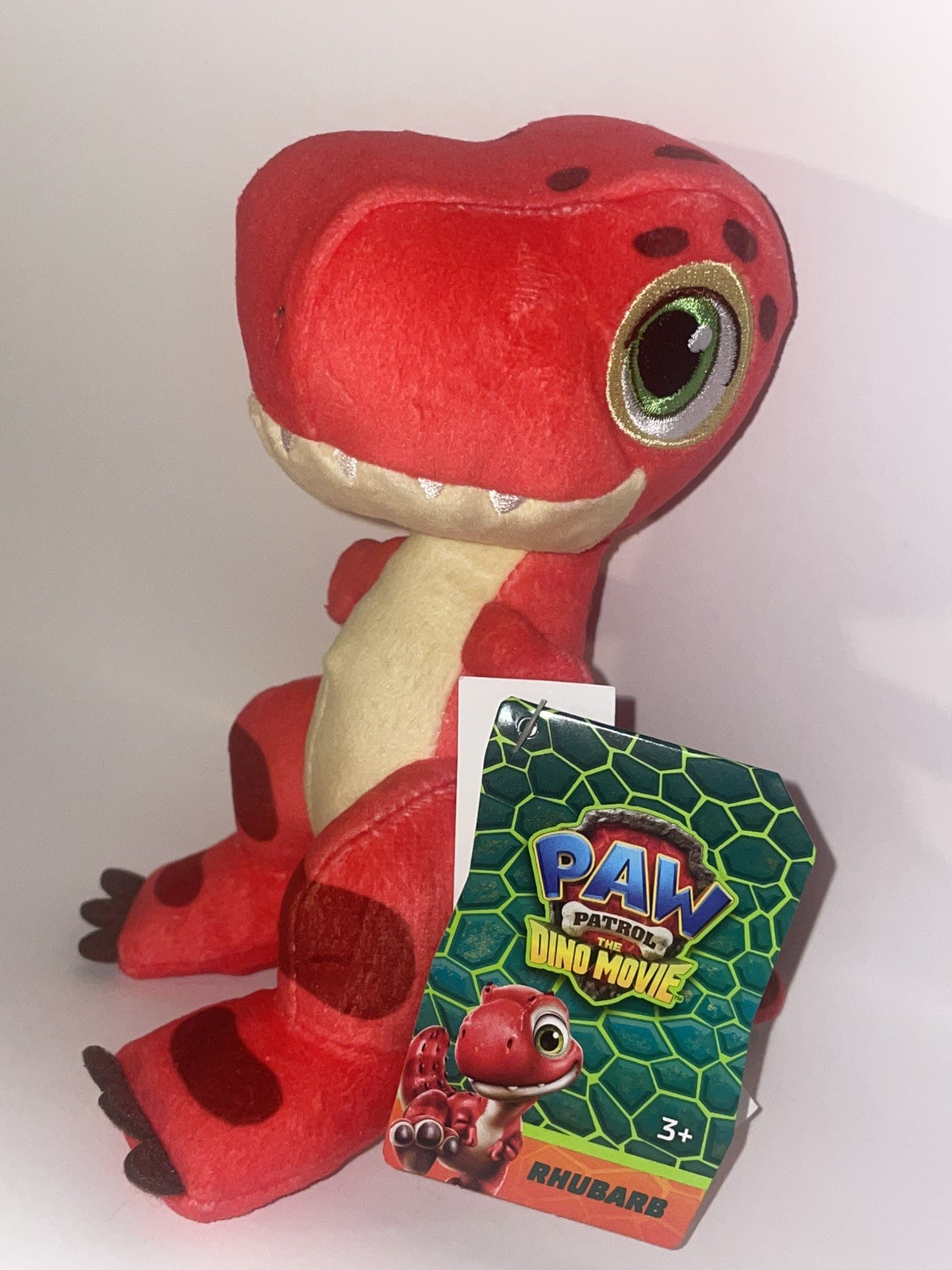 2026 Paw Patrol The Dino Movie T-Rex Rabarbaro Baby Dinosauro Peluche 8" Figura Nuovo