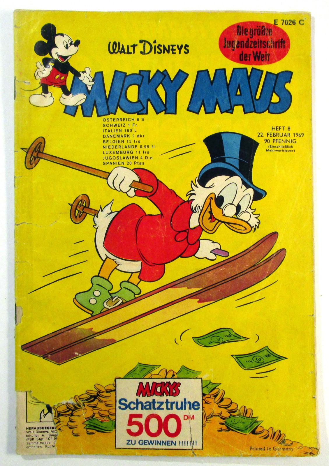 Topolino 1969 fascicolo 8 del 22 febbraio 1969 ok Walt Disney originale casa editrice Ehapa