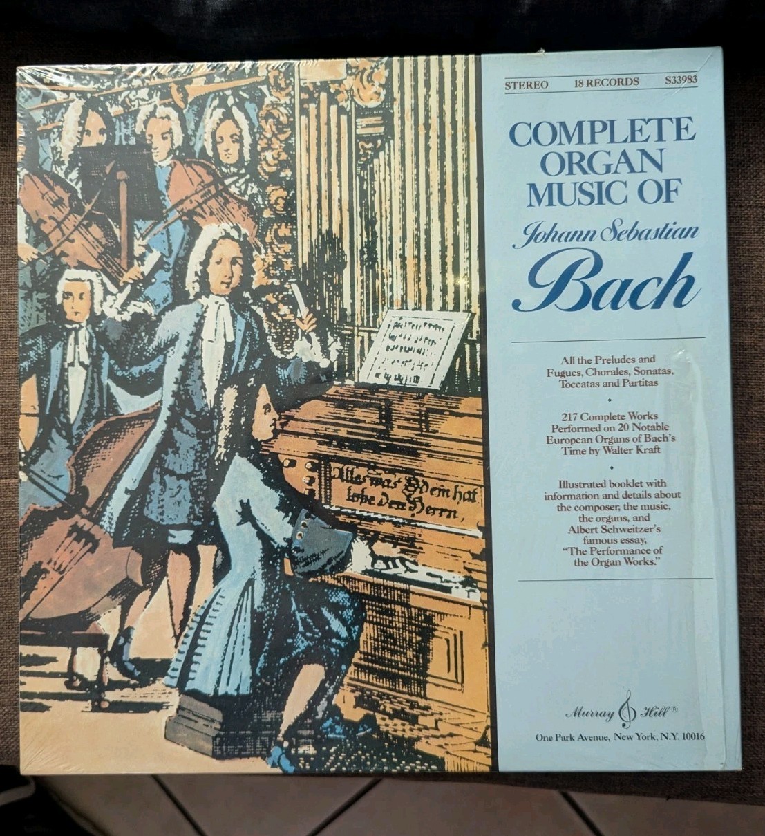 Walter Kraft–Complete Organ Music Of       J.S. Bach Murray Hill 18 Lp 1967 New!