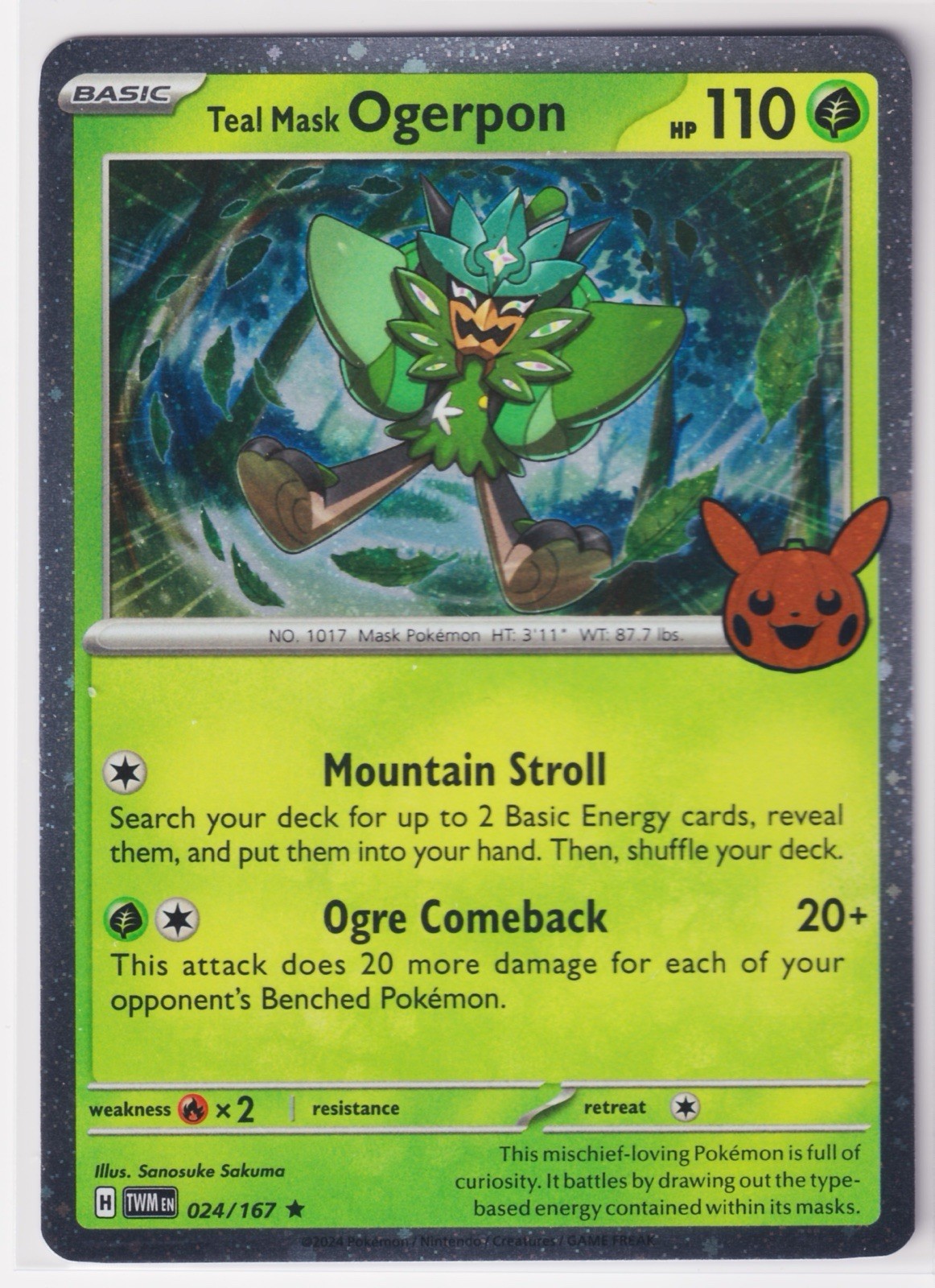 Pokémon TCG - Teal Mask Ogerpon (Holo Rare) - 024/167 - Trick or Trade 2024