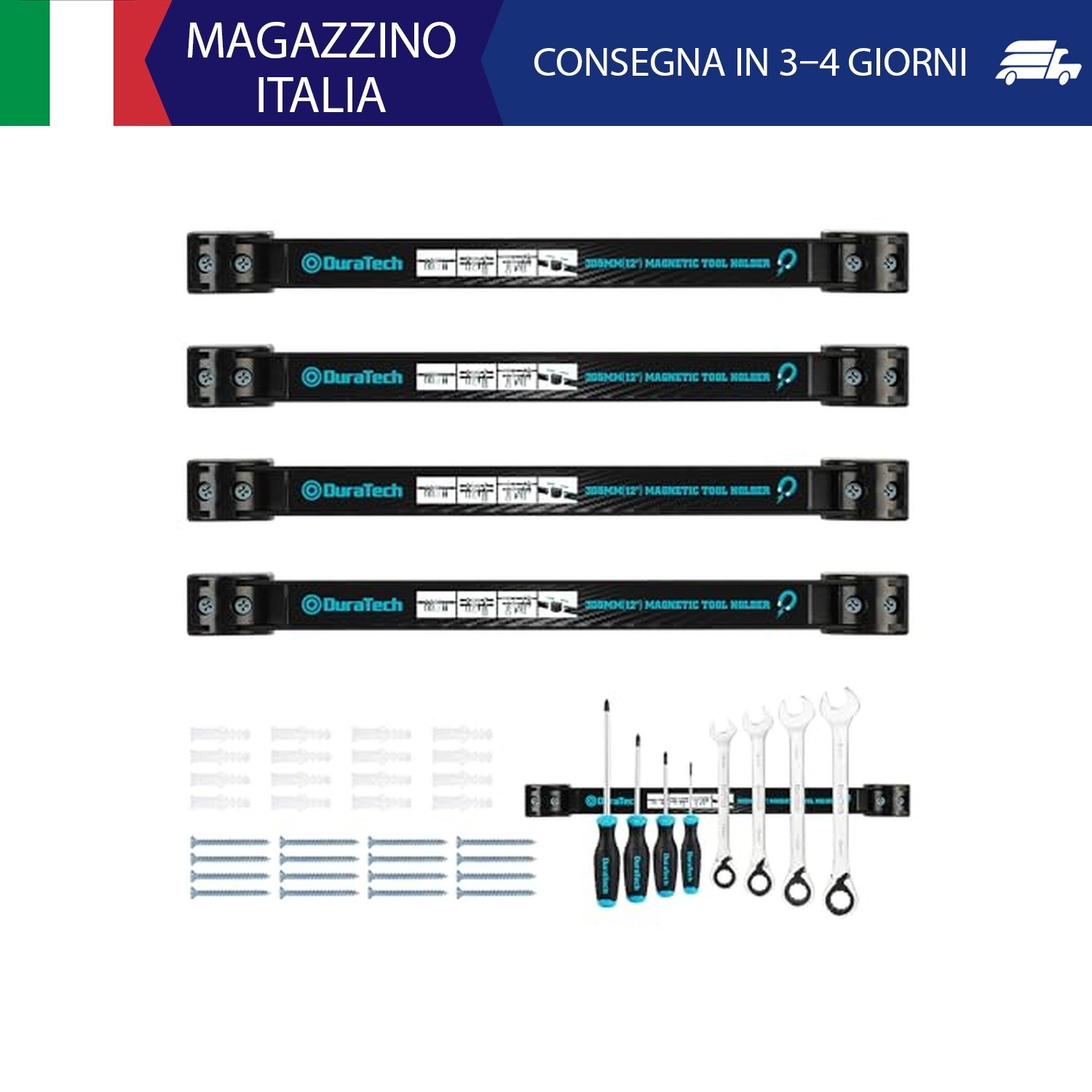 DURATECH 4x Porta Attrezzi Magnetico, Barra Magnetica Portautensili, Magneti For