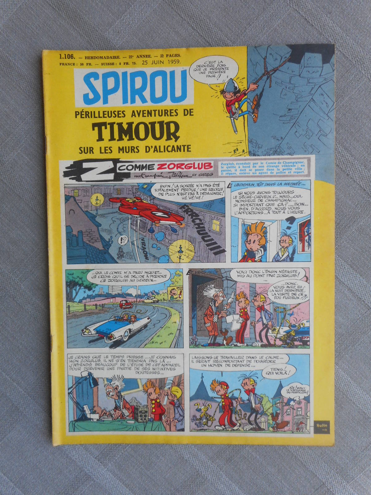 Hebdo Spirou N°1106 1959 Stato Corretto / Buon Stato