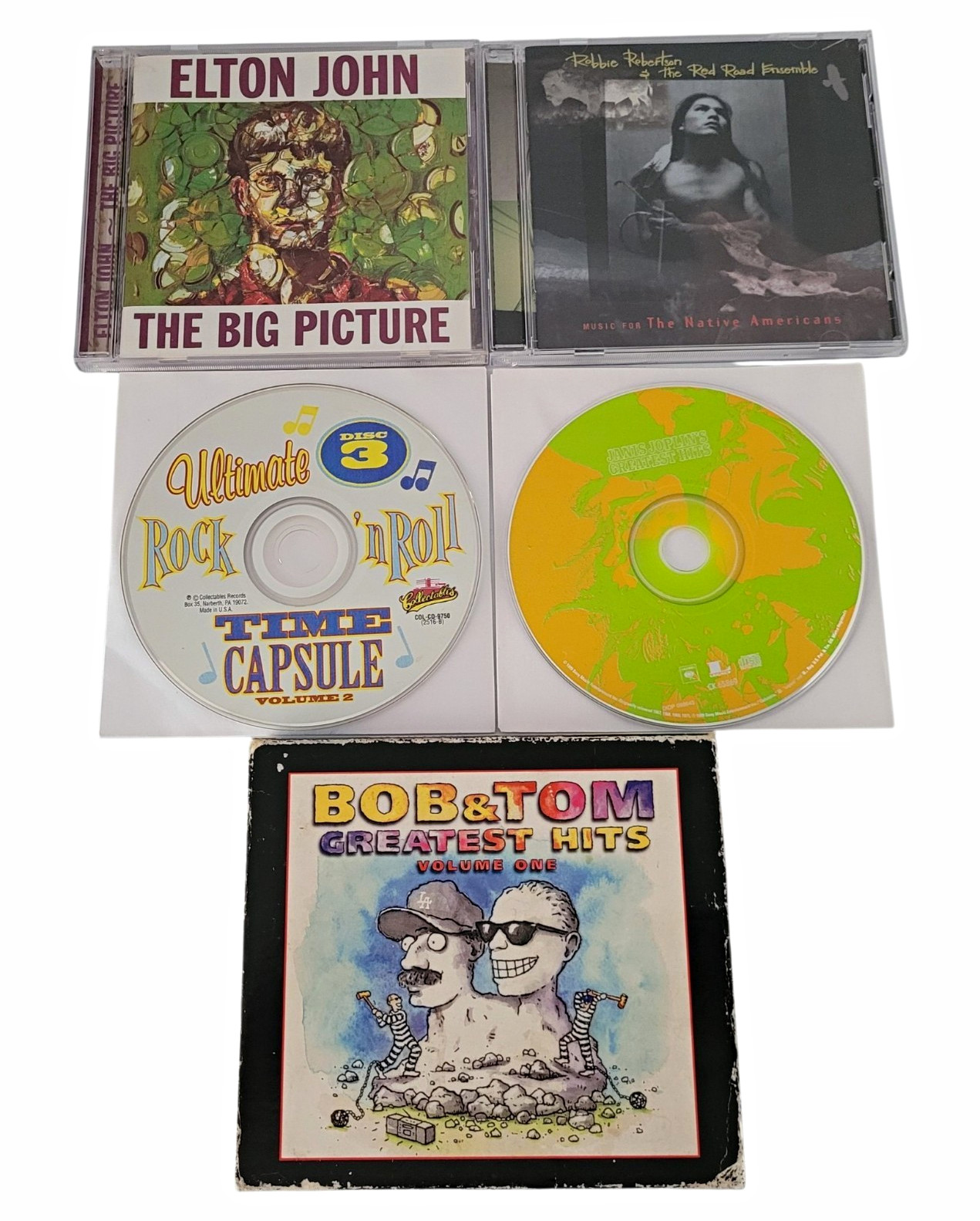 Lit Of 5 CDs Elton John Big Picture/Janis Joplin Greatest Hits/ Robbie Robertson