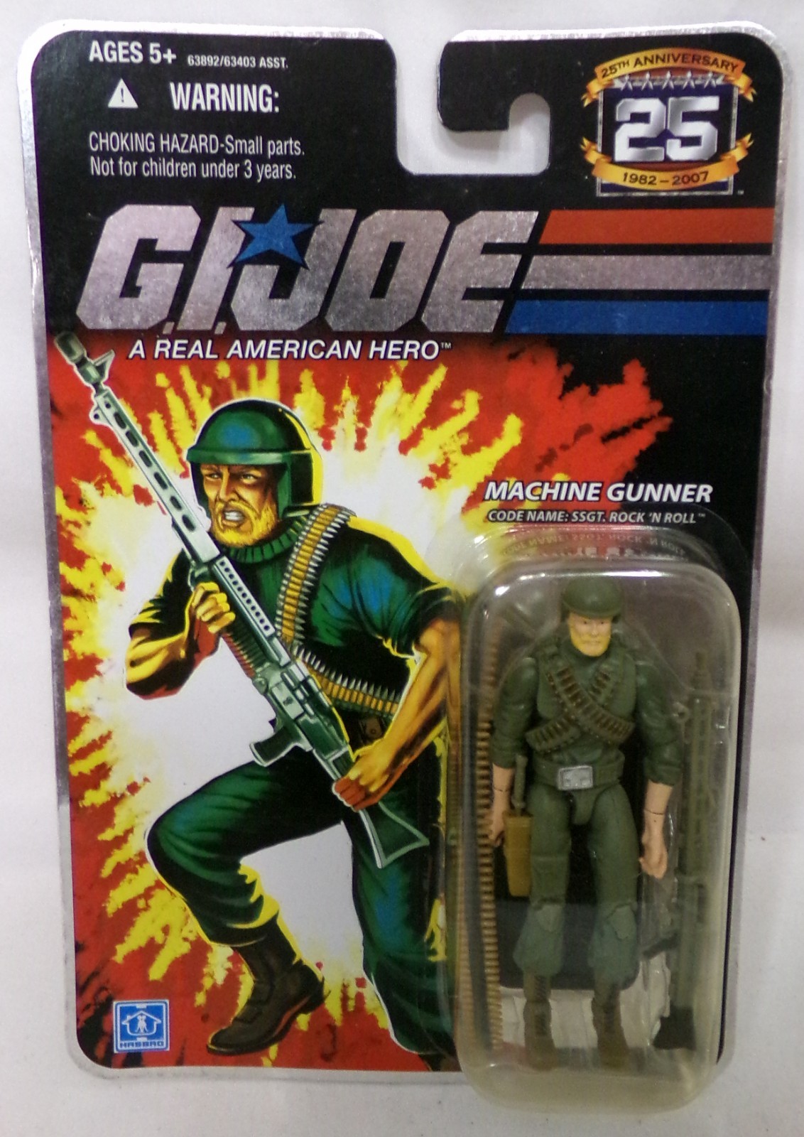 GI Joe ARAH 25° Anniversario Ssgt. Figurina Rock n Roll (v1) 3,75" Hasbro 2008 nuova