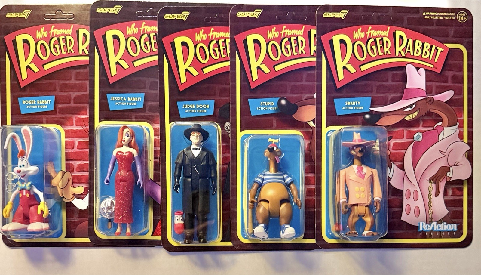 SUPER 7 WHO INCORNICIATO ROGER RABBIT REACTION FIGURE Onda 1 non perforato pulito