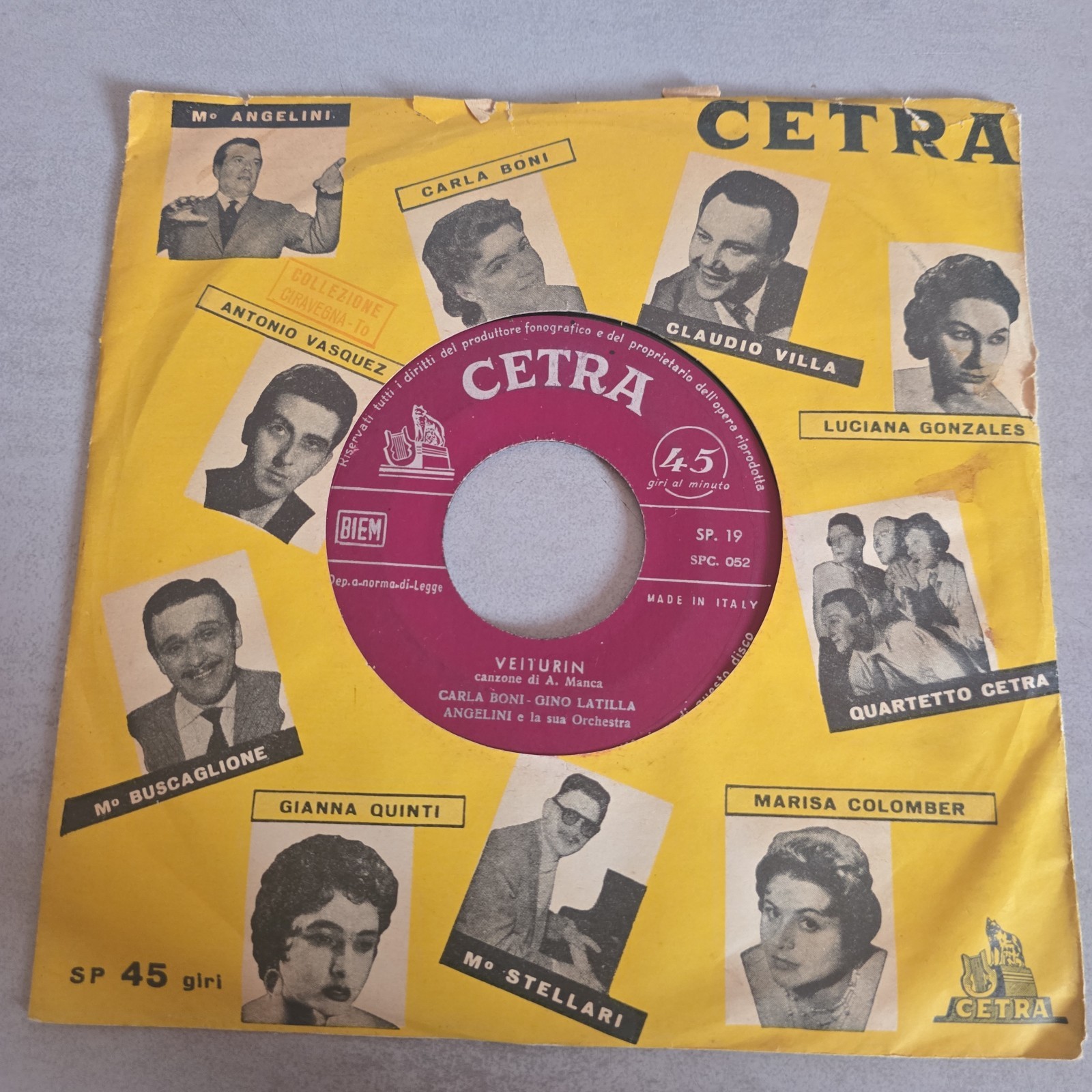 🎶 GINO LATILLA-CARLA BONI 🎶 VEITURIN UN FILO DI SPERANZA 45 ITALY PRESS