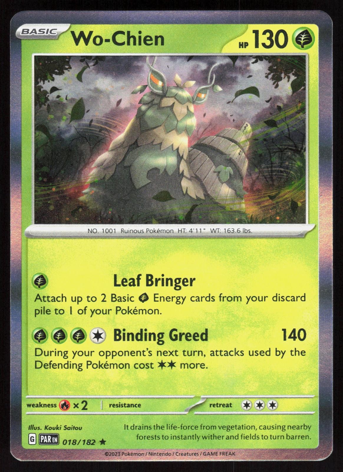 Paradox Rift Wo-Chien 018/182 Raro Pokemon Holo quasi nuovo/m