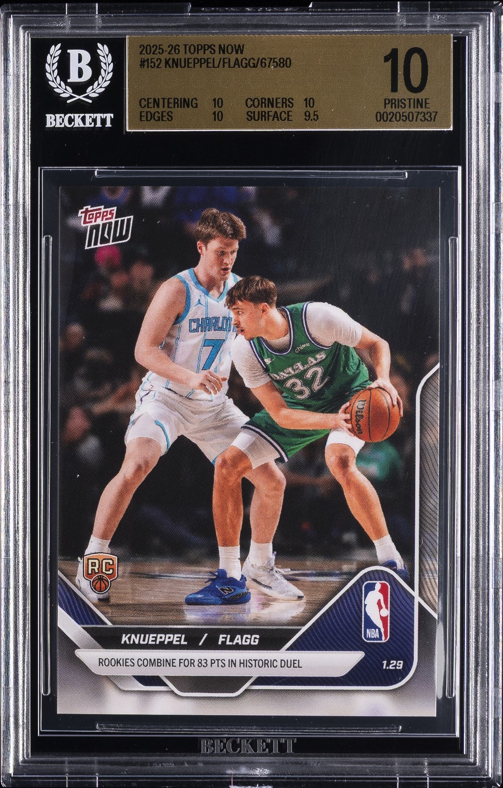 2025-26 TOPPS NOW #152 KON KNUEPPEL/COOPER FLAGG BGS 10
