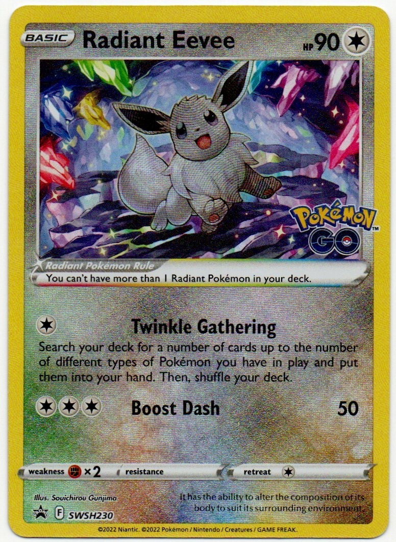 Radiant Eevee SWSH230 SWSH: Spada e Scudo Promo Pokemon GO Holo