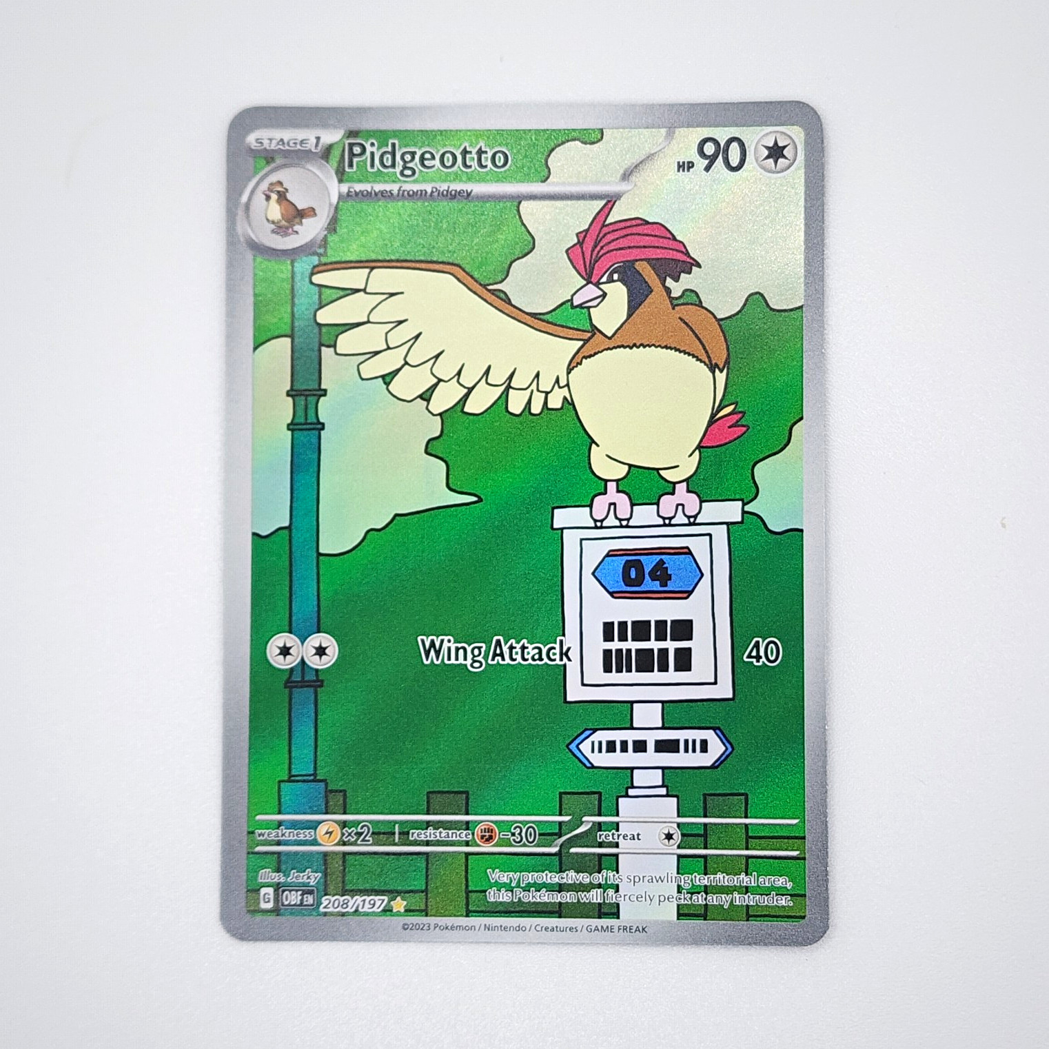 Pokemon TCG: Pidgeotto 208/197 Illustrazione Fiamme Ossidiana Rara Holo IT