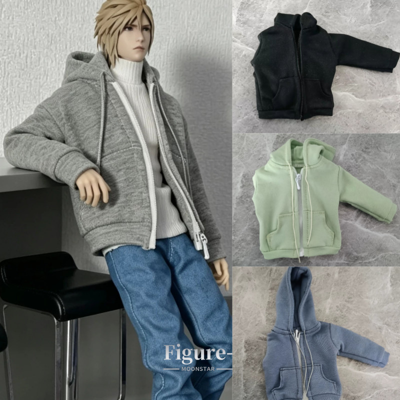 Felpa con cappuccio e zip 1/6 vestiti modello per corpo action figure uomo 12''