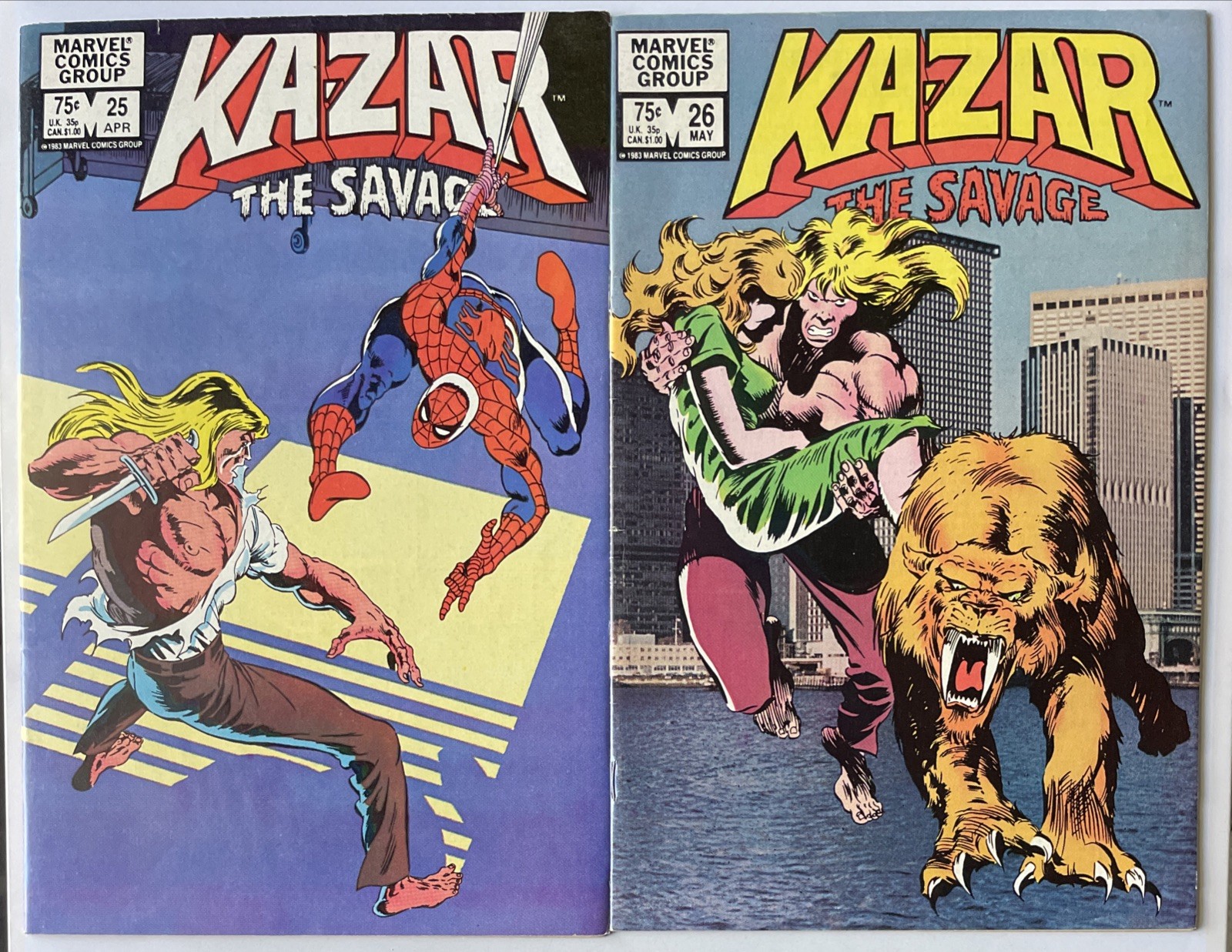 Ka-Zar The Savage #25 #26 • Photo-Enhanced Cover! Spider-Man! (Marvel 1983)