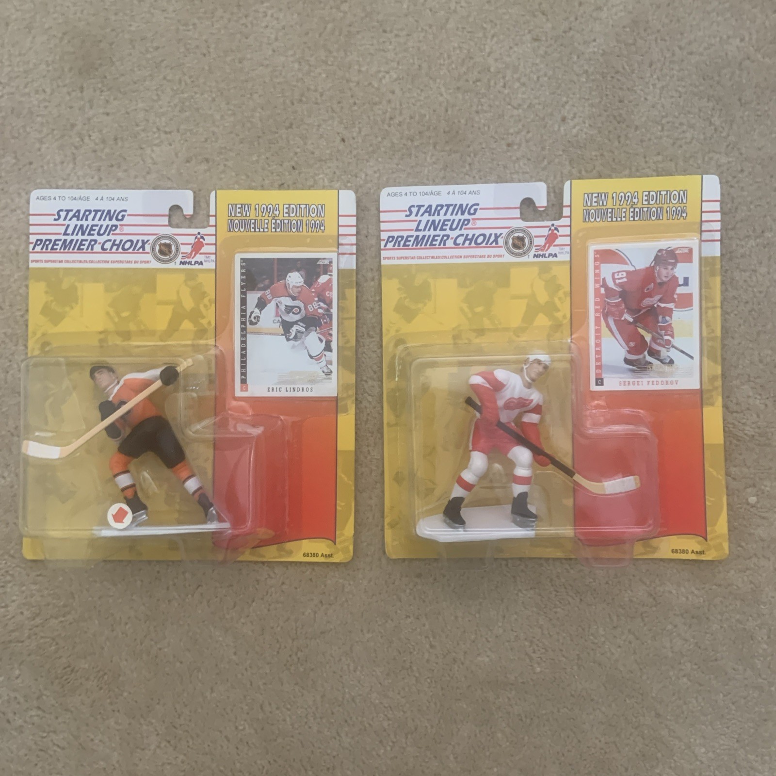 Starting Lineup New 1994 Edition Lot Of 2 Figures with Cards. Lindros Federov