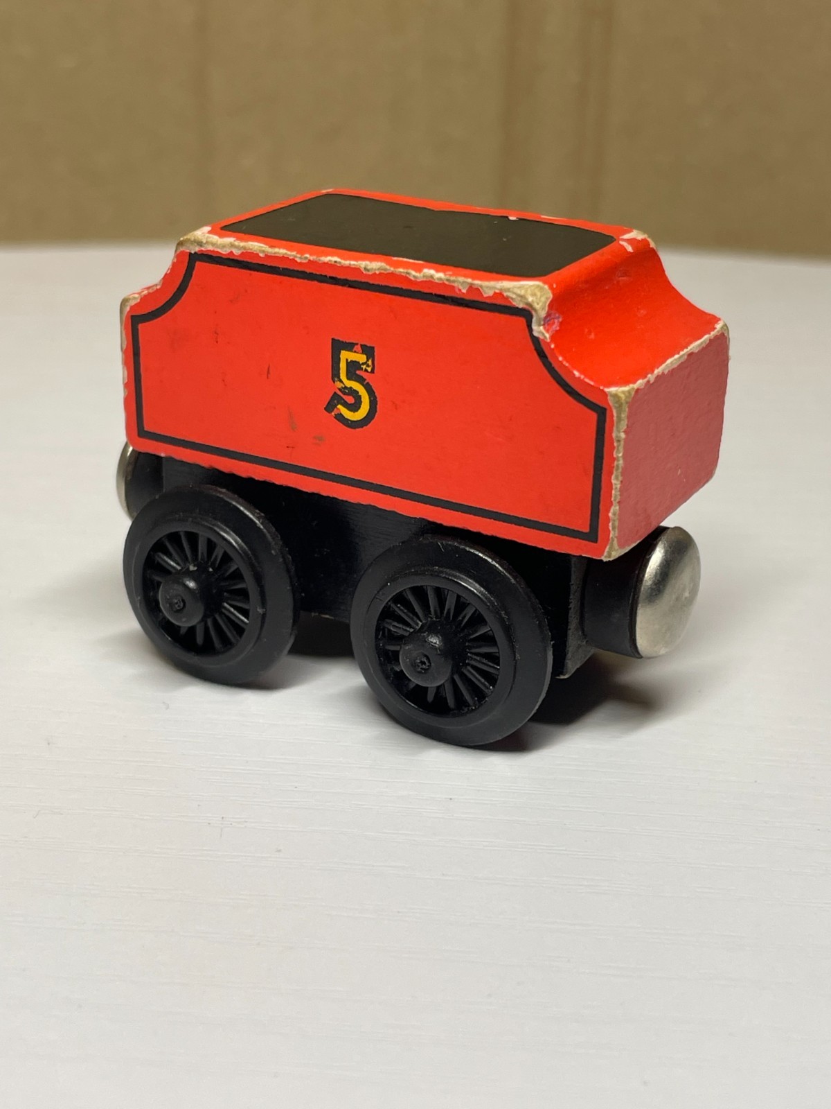 Ferrovia in legno Thomas vintage James Tender V1 modello carbone piatto stile 1993 rosso