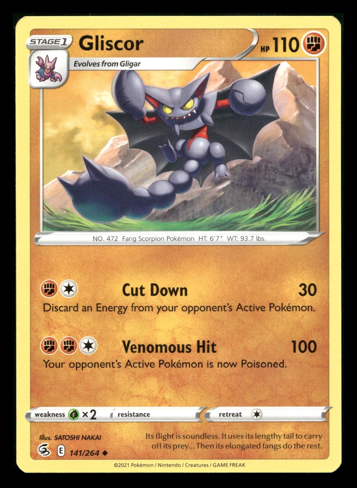 GLISCOR 141/264 UNCOMMON FUSION STRIKE POKEMON NEAR MINT