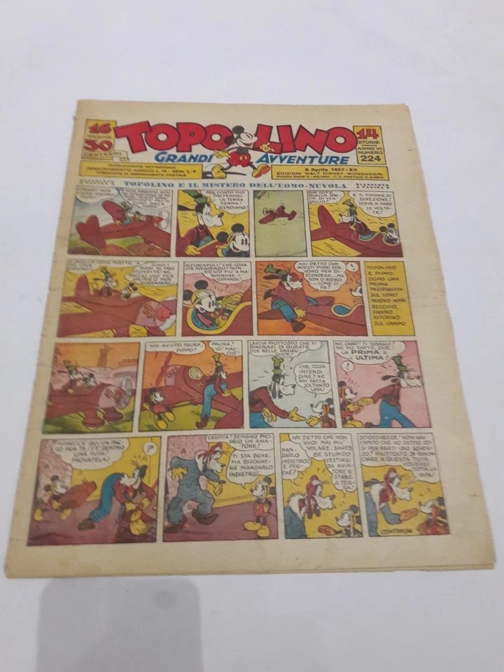 TOPOLINO Giornale n. 224 del 8 aprile 1937 Mondadori Originale !  Z42