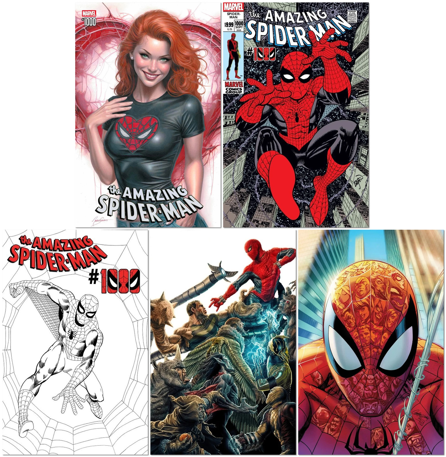 SPIDER-MAN #1000 Sanders NYCC Variant + 1:25, 1:50, 1:100 & 1:200 Variant Covers