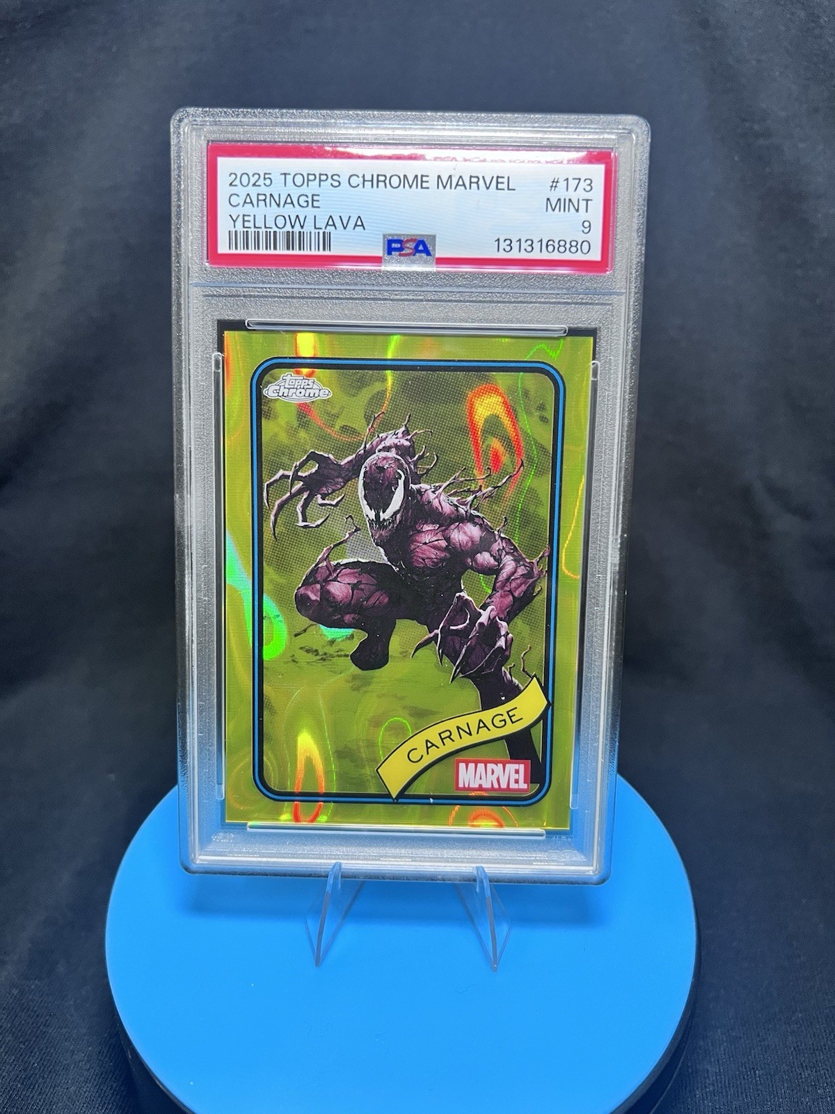 2025 TOPPS CHROME MARVEL YELLOW LAVA #173 CARNAGE PSA 9