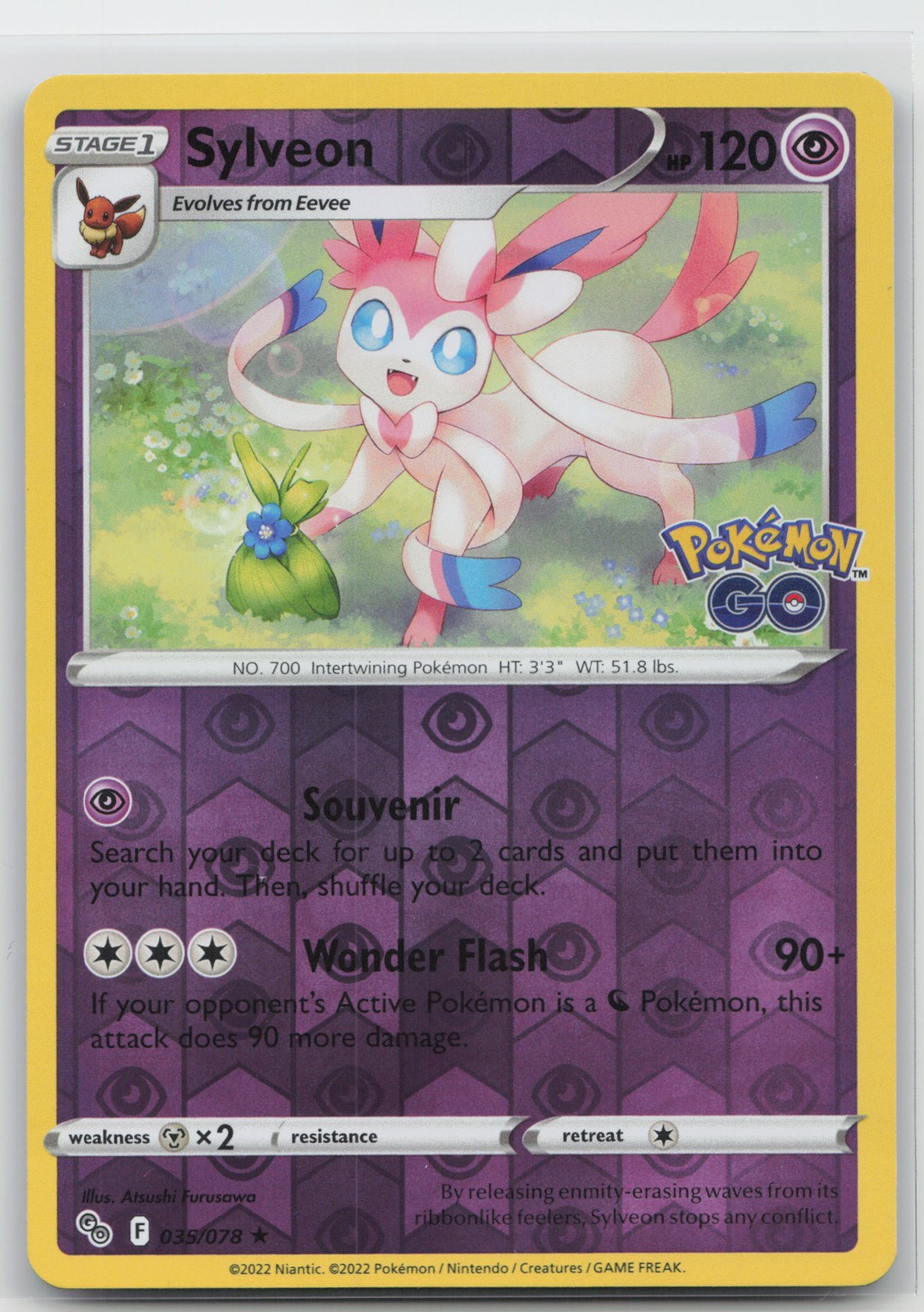 Pokemon GO Sylveon 035/078 Holo Pokemon raro quasi nuovo