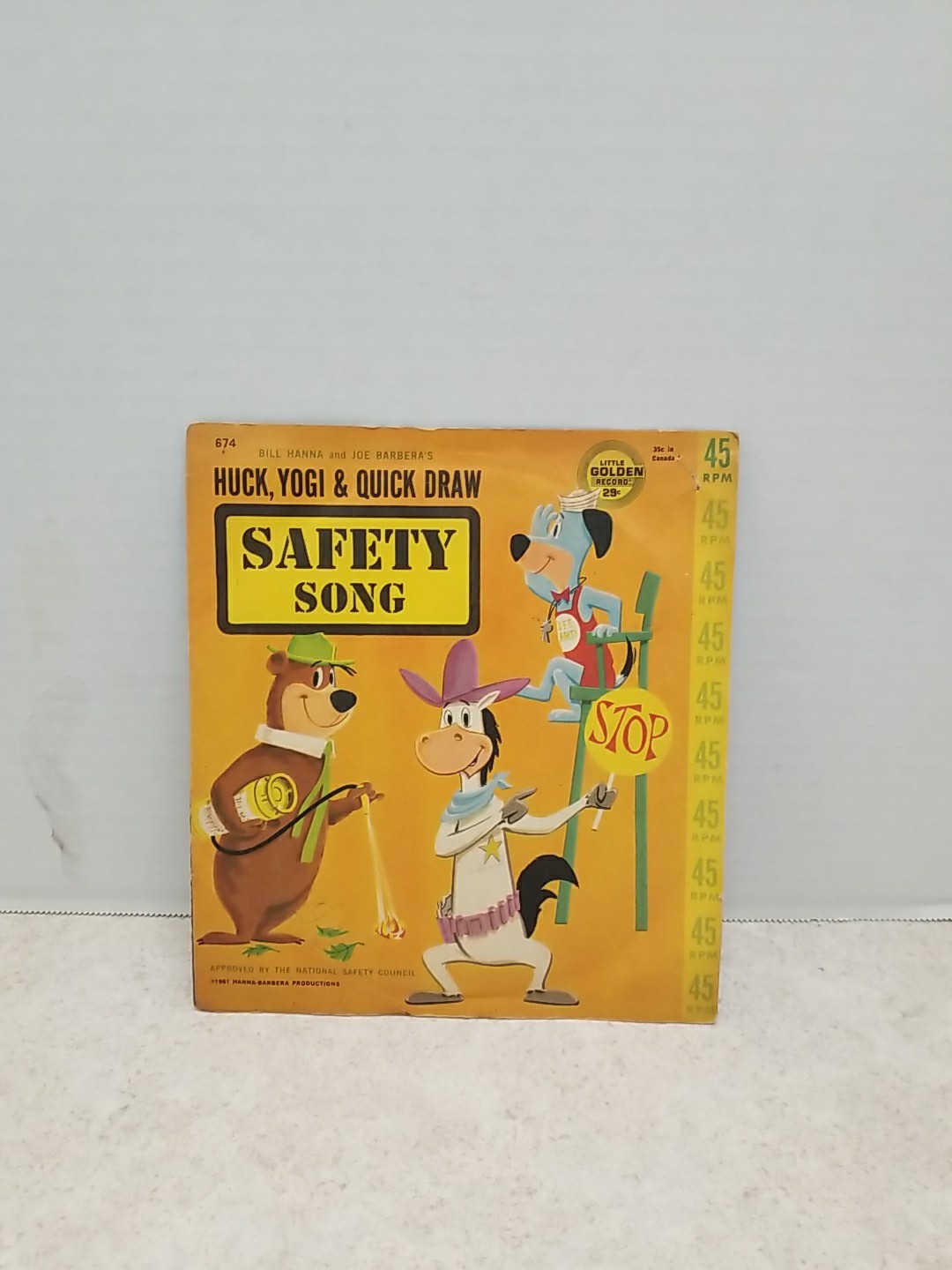 Huck Yogi & Quick Draw Safety Song Little Golden Record 45 RPM