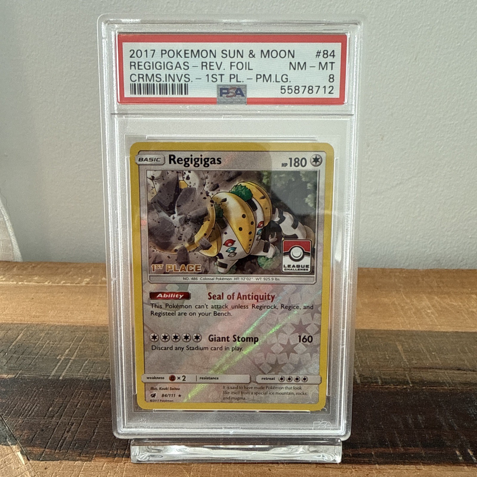 Pokemon 2017: REGIGAS 84/111 1° posto Lega Sole e Luna Promo NM/MT PSA 8