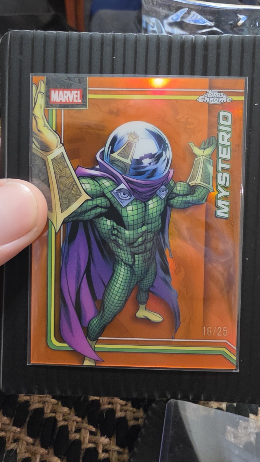 2026 Topps Chrome Marvel Mysterio arancione Raywave 16/25 