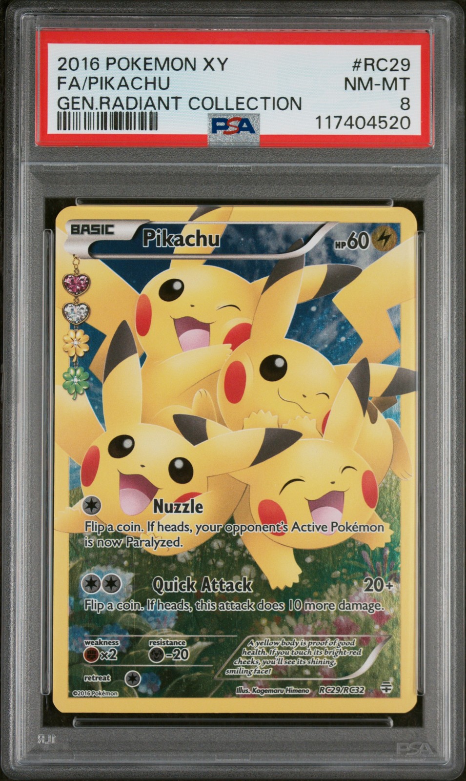 2016 POKEMON XY GENERATION COLLEZIONE RADIANTE #RC29 FULL ART/PIKACHU PSA 8