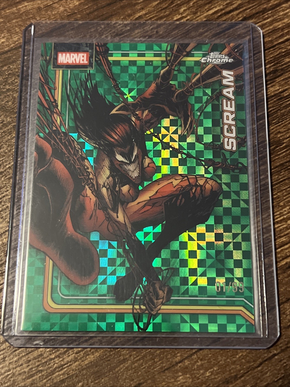 2026 Topps Chrome Marvel Scream Green X-Fractor #01/99 #148 prima stampa alfa