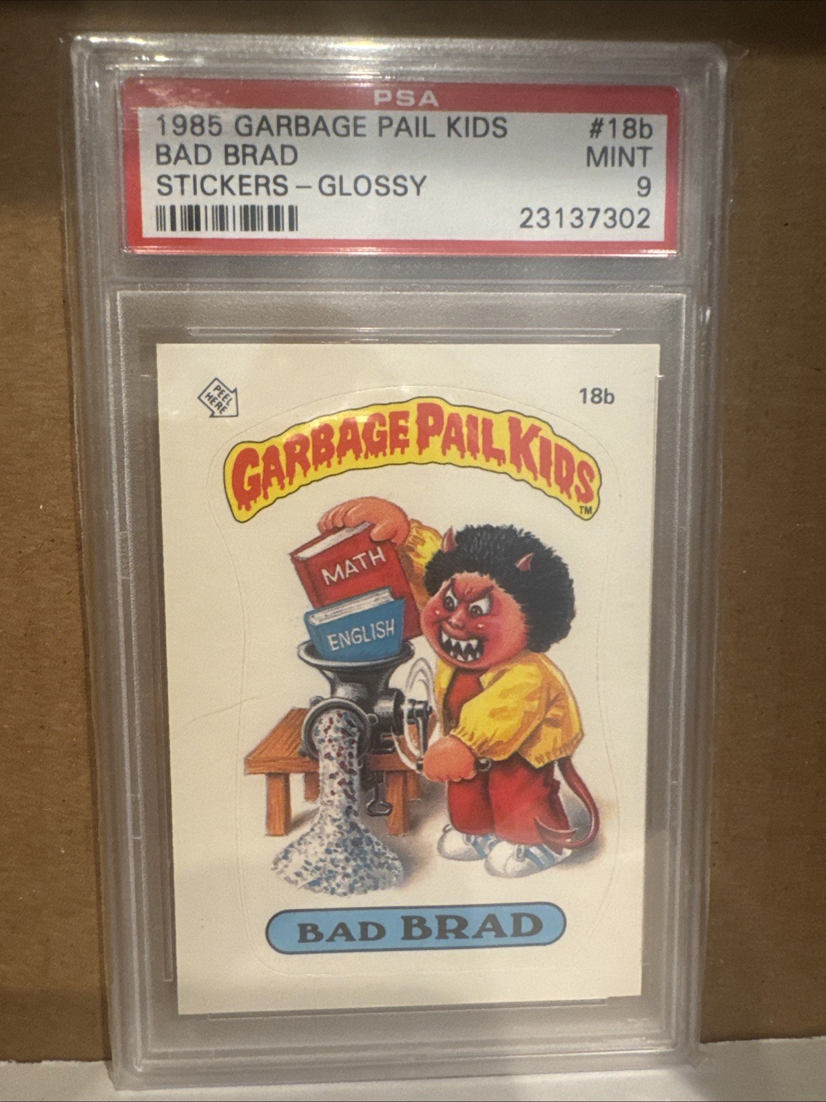 1985 GARBAGE PAIL KIDS STICKERS LUCIDO #18B BAD BRAD PSA 9