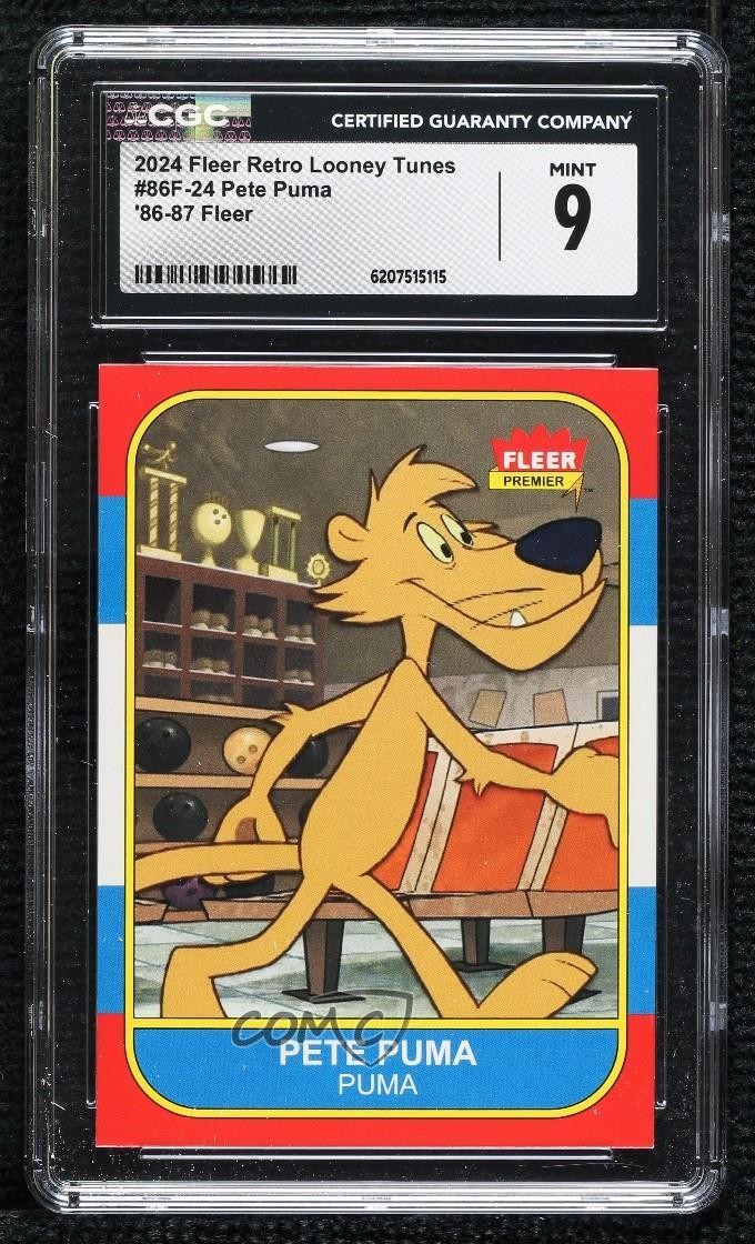 2024 Fleer Retro Looney Tunes 1986-87 Pete Puma #86F-24 CGC 9 come nuovo 4et