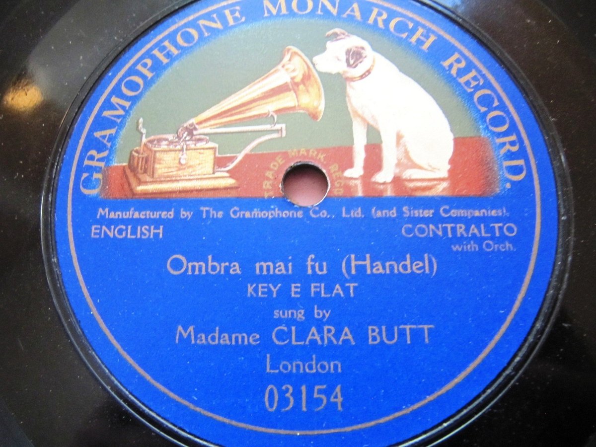 1909 CLARA BUTT Contralto HANDEL LARGO Serse Ombra Mai Fu MONARCH RECORD 03154