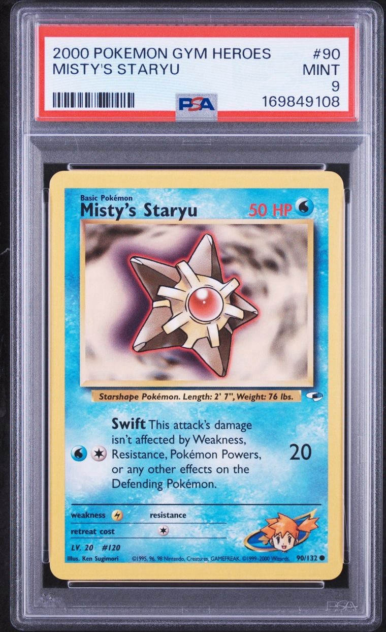 Pokemon 2000 Unlimited Gym Heroes # 90 Misty’s Staryu PSA 9 carte venditore di fiducia!