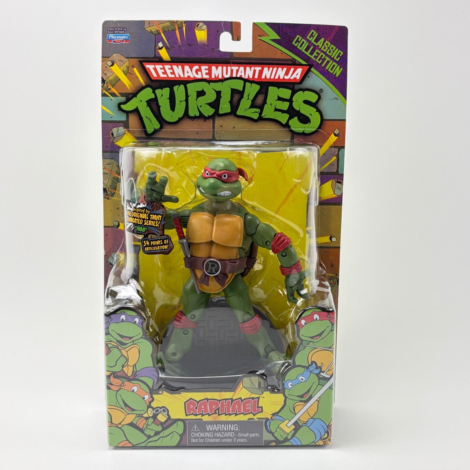 Figurina Playmates TMNT Classic Collection Raffaello 1988 serie animata 91084 NUOVA