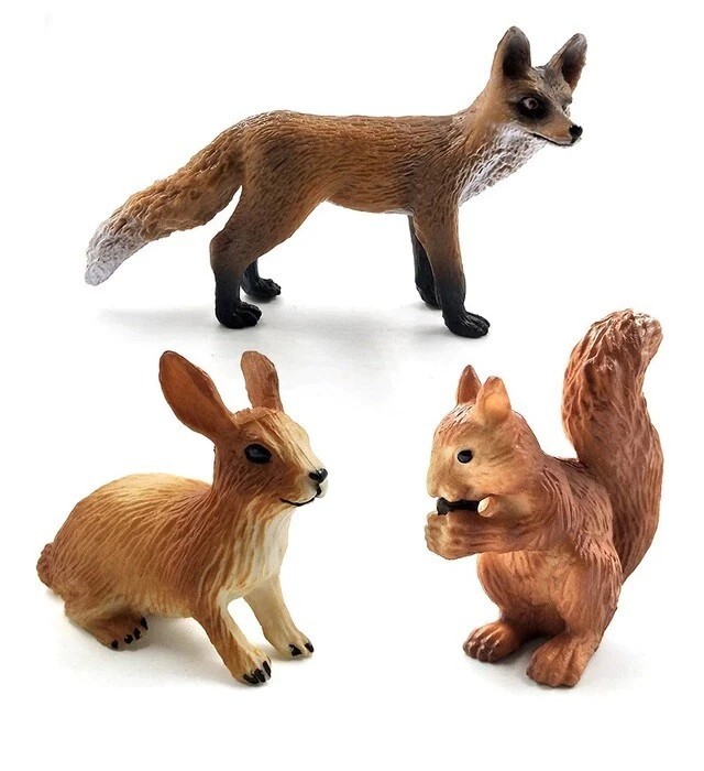 3 pezzi coniglio scoiattolo animale giocattolo PVC action figure bambini giocattoli festa bambini regali