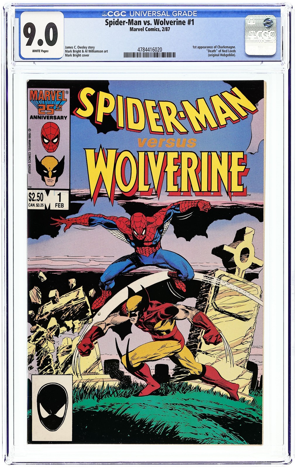 Spider-Man vs. Wolverine 1st Edition 1D CGC 9.0 1987 4784416020