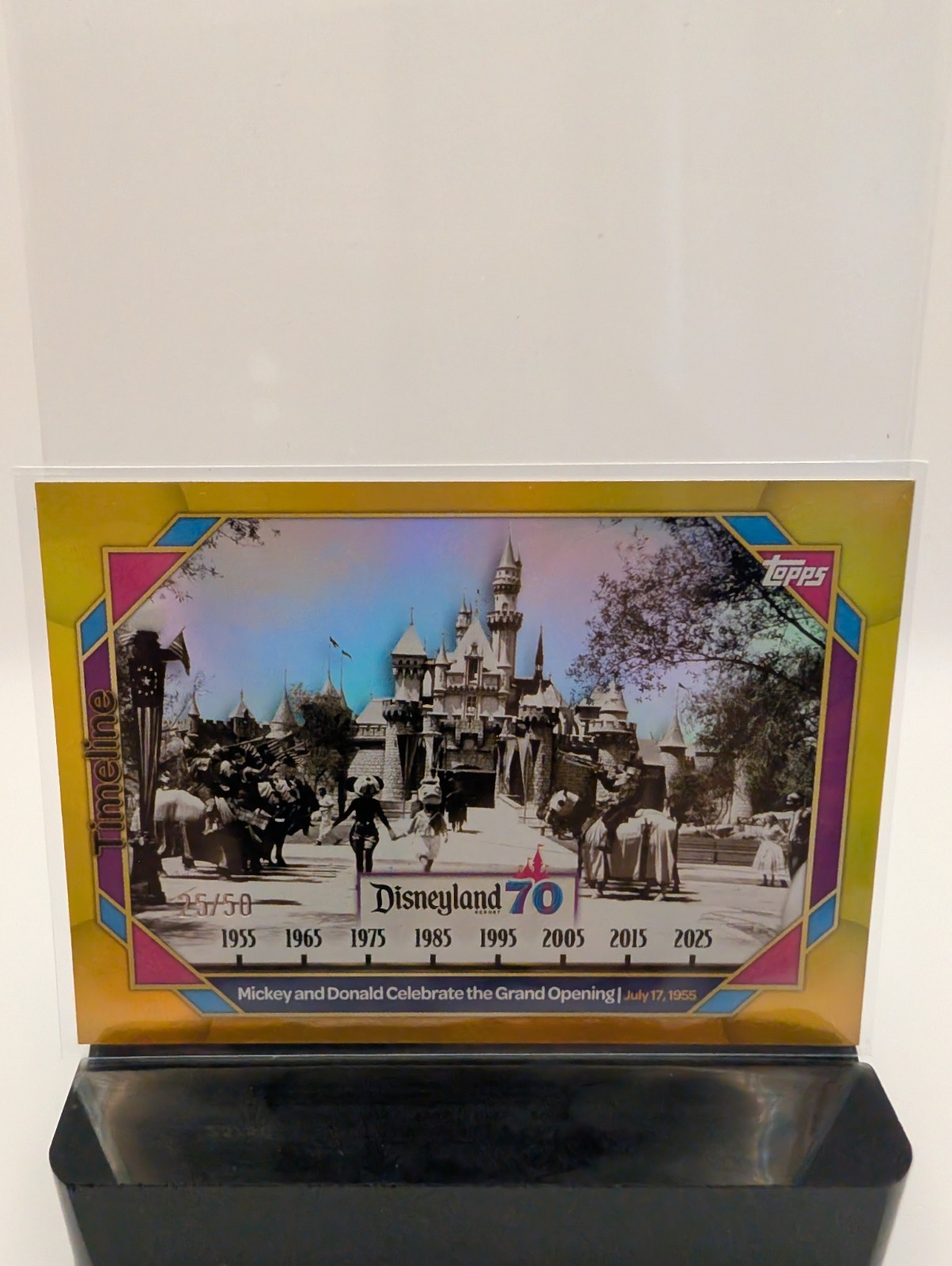 2025 Topps Disneyland 70° Topolino e Donald celebrano la grande apertura oro /50 #84!