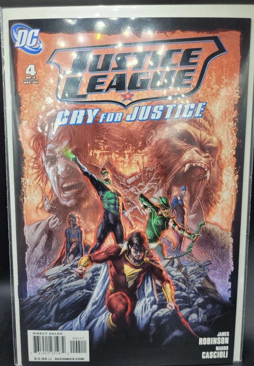 Justice League Cry for Justice #4 Dec 2009 Mauro Cascioli Cover High Grade
