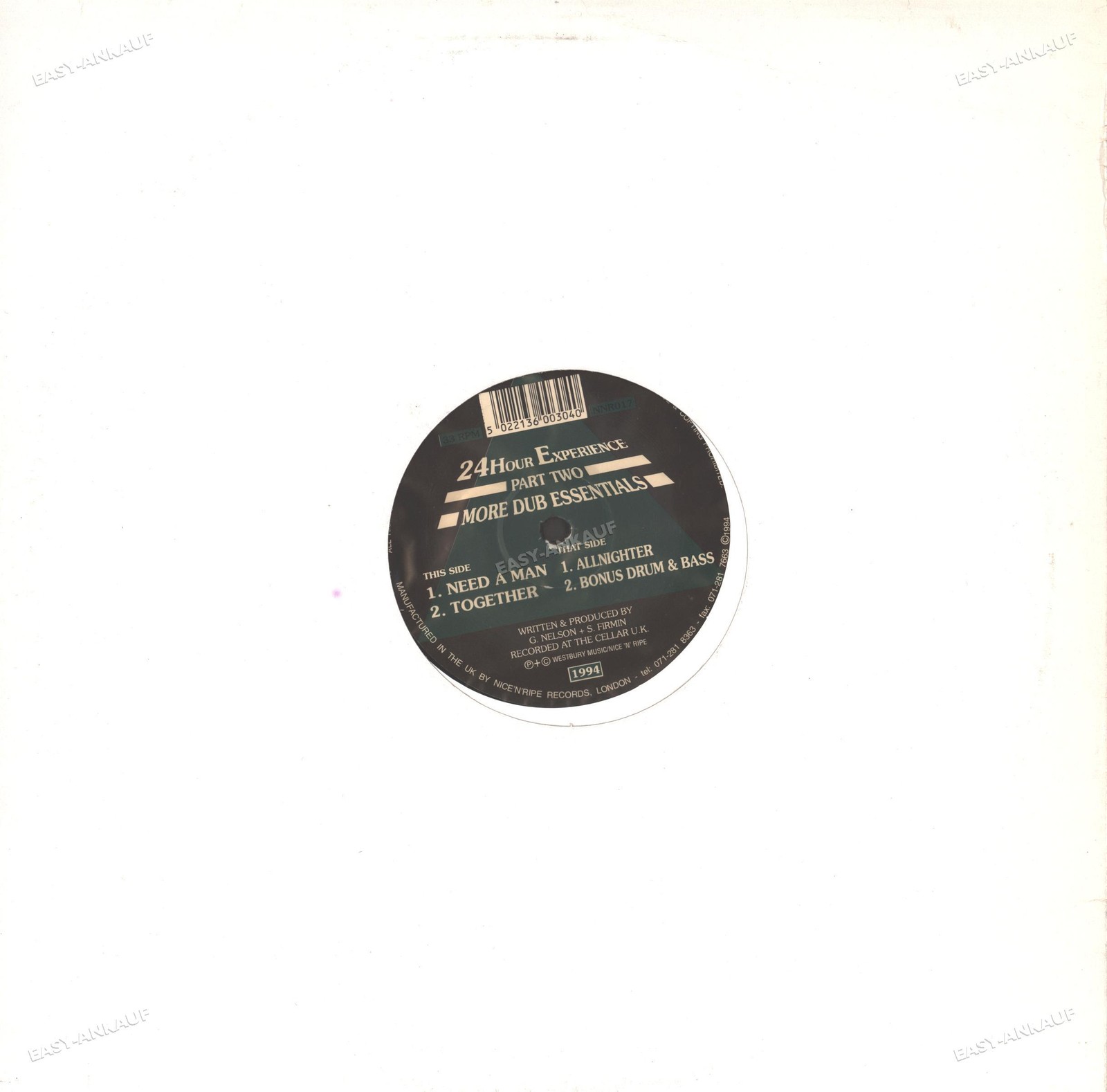 24Hour Experience - Part Two: More Dub Essentials UK 12" Maxi 1997 (VG+) '~