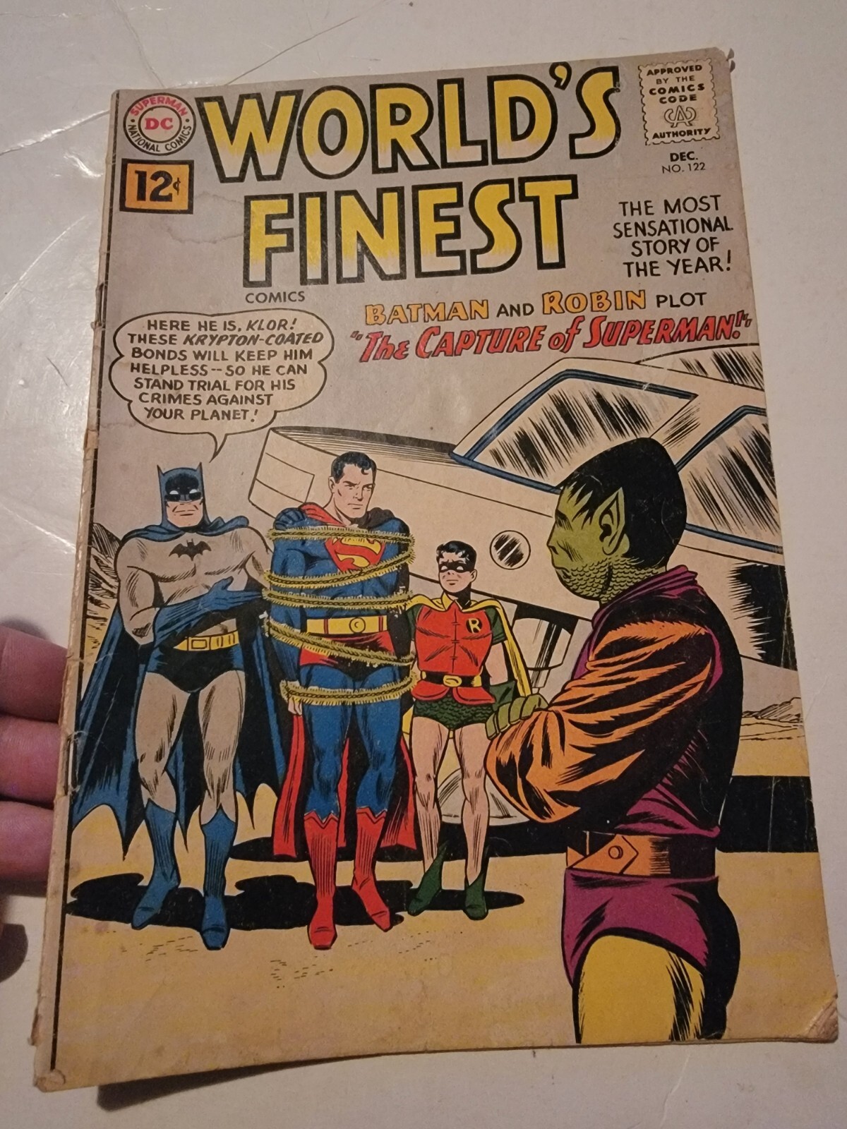 WORLD'S BEST COMICS #122 1961 VG BATMAN SUPERMAN FRECCIA VERDE Tommy Tomorrow