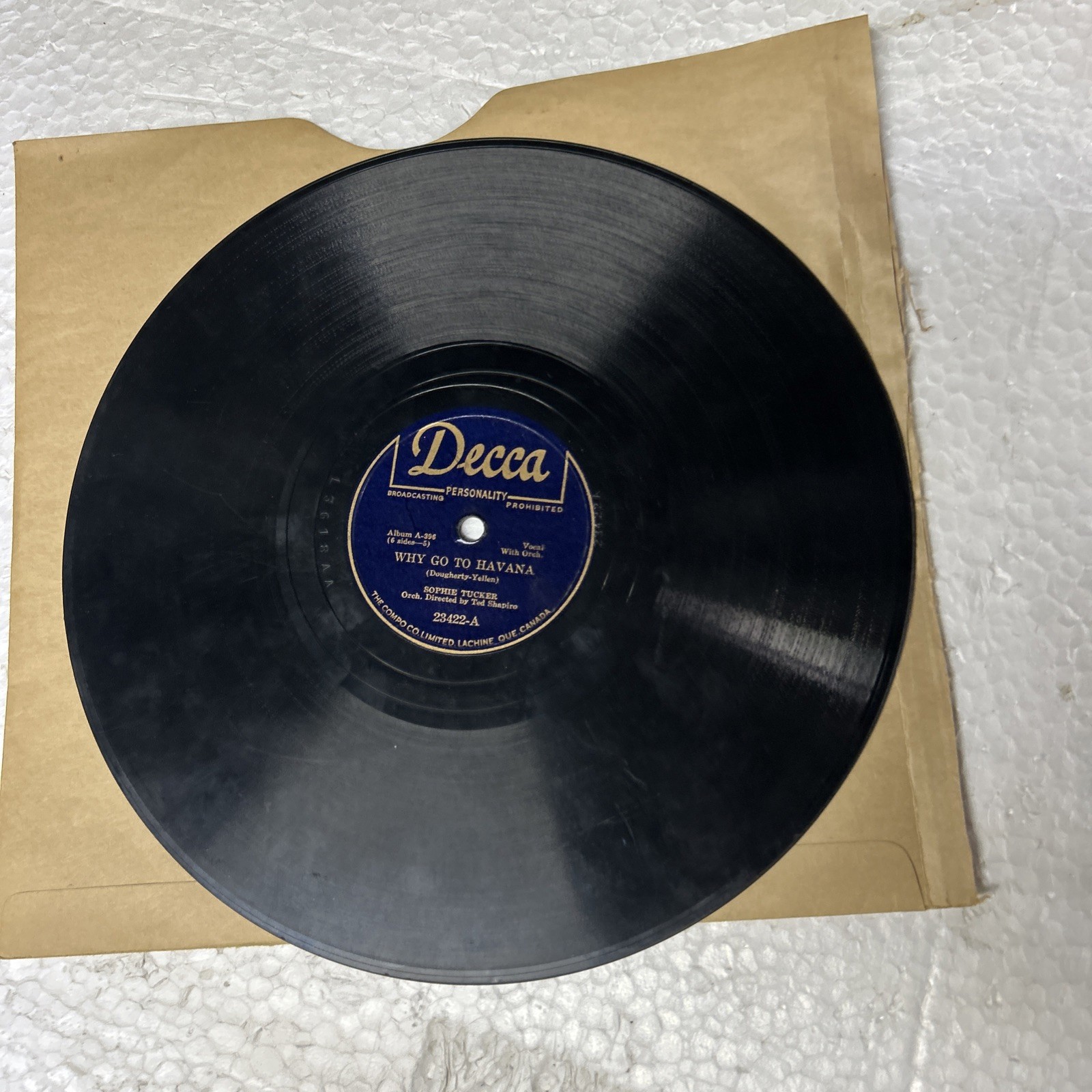 Sophie Tucker Why Go To Havana/No One Can Satisfy Any One Man All The Time 78