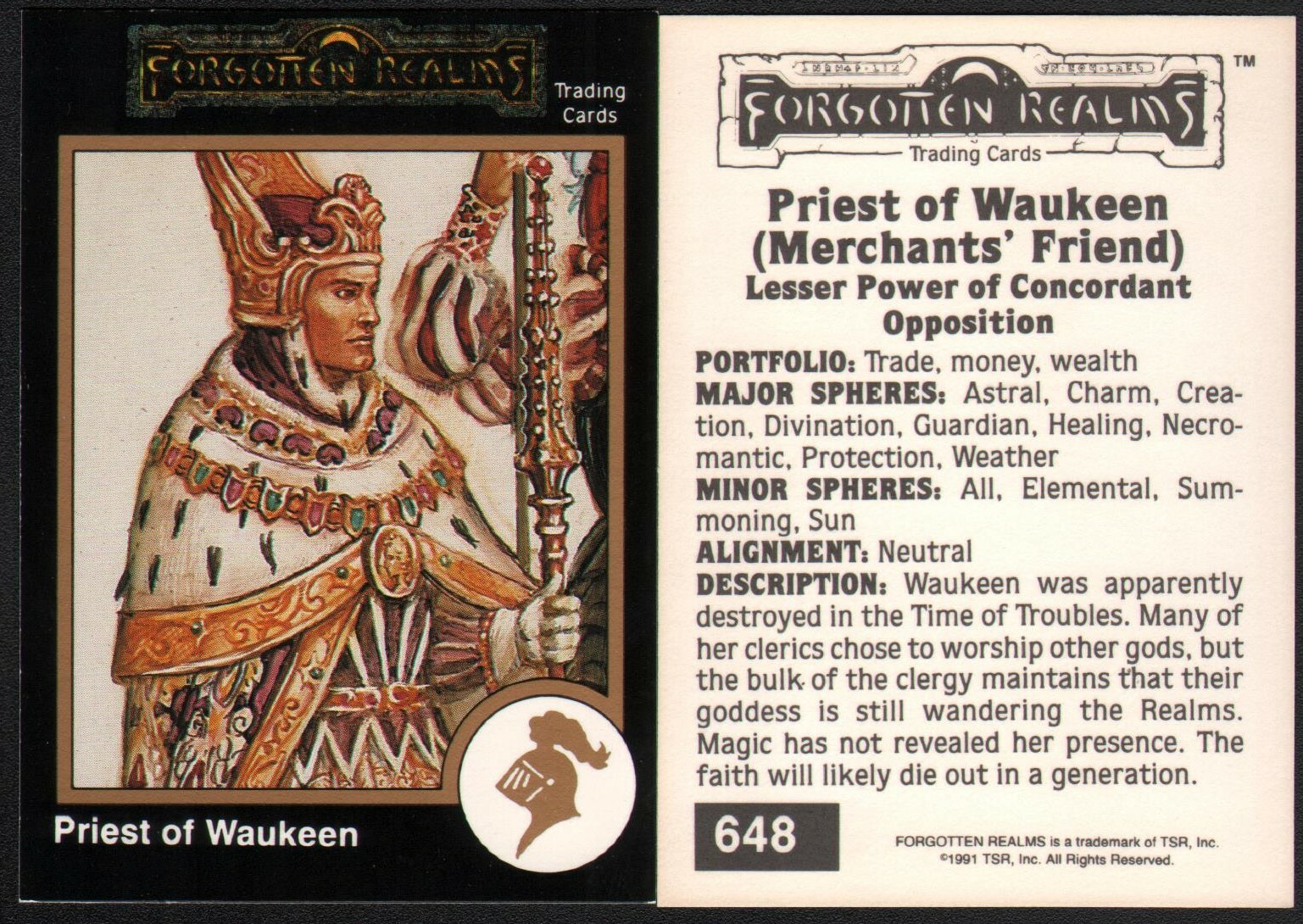 1991 TSR AD&D Gold Border RPG Art Card #648 Dungeons & Dragons Forgotten Realms