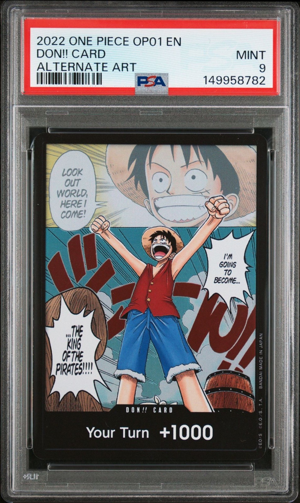 Don inglese pezzo unico!! Scheda OP01 Romance Dawn arte alternativa Rufy PSA 9