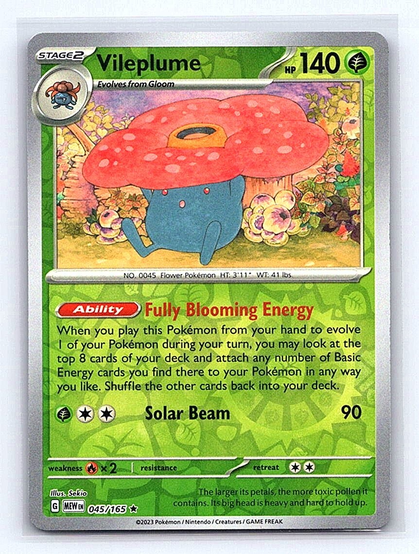 Vileplume 045/165 Rare 151 Pokemon Reverse Holo Near Mint
