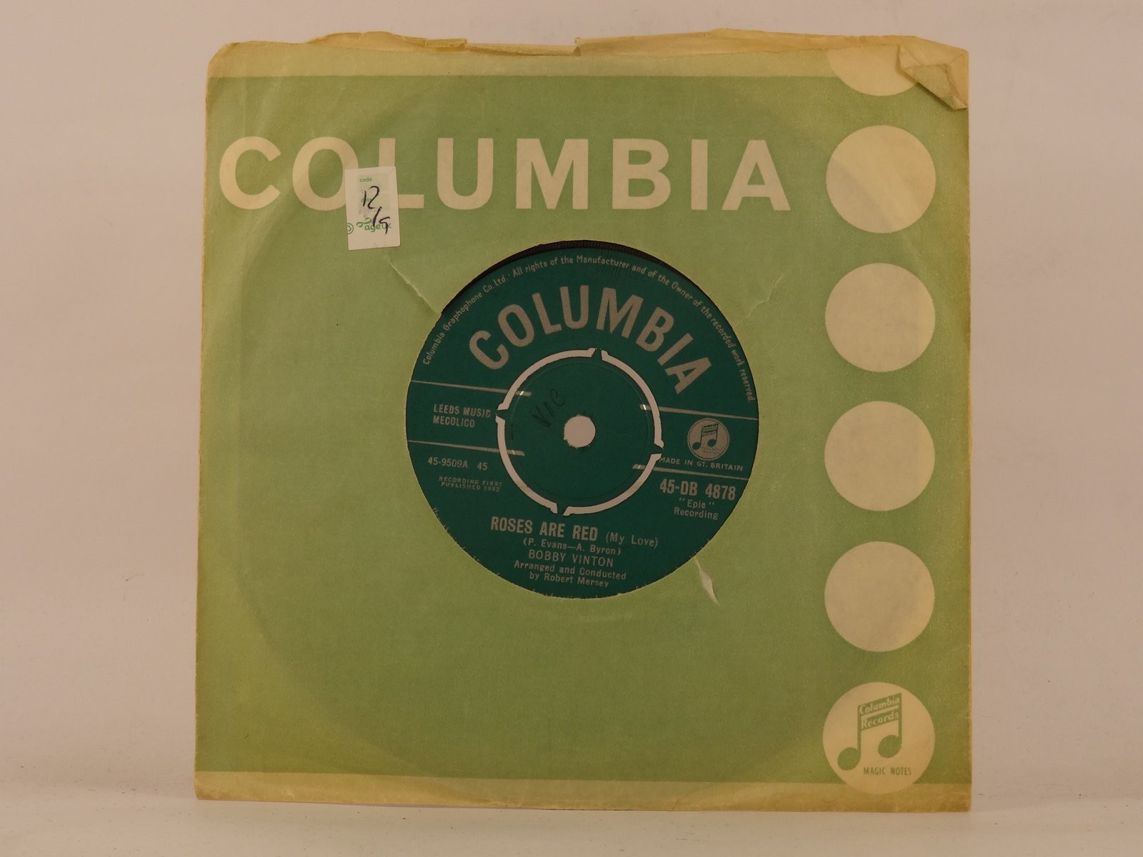 BOBBY VINTON ROSES ARE RED (MY LOVE) / YOU AND I (97) 2 Track 7" Single includin