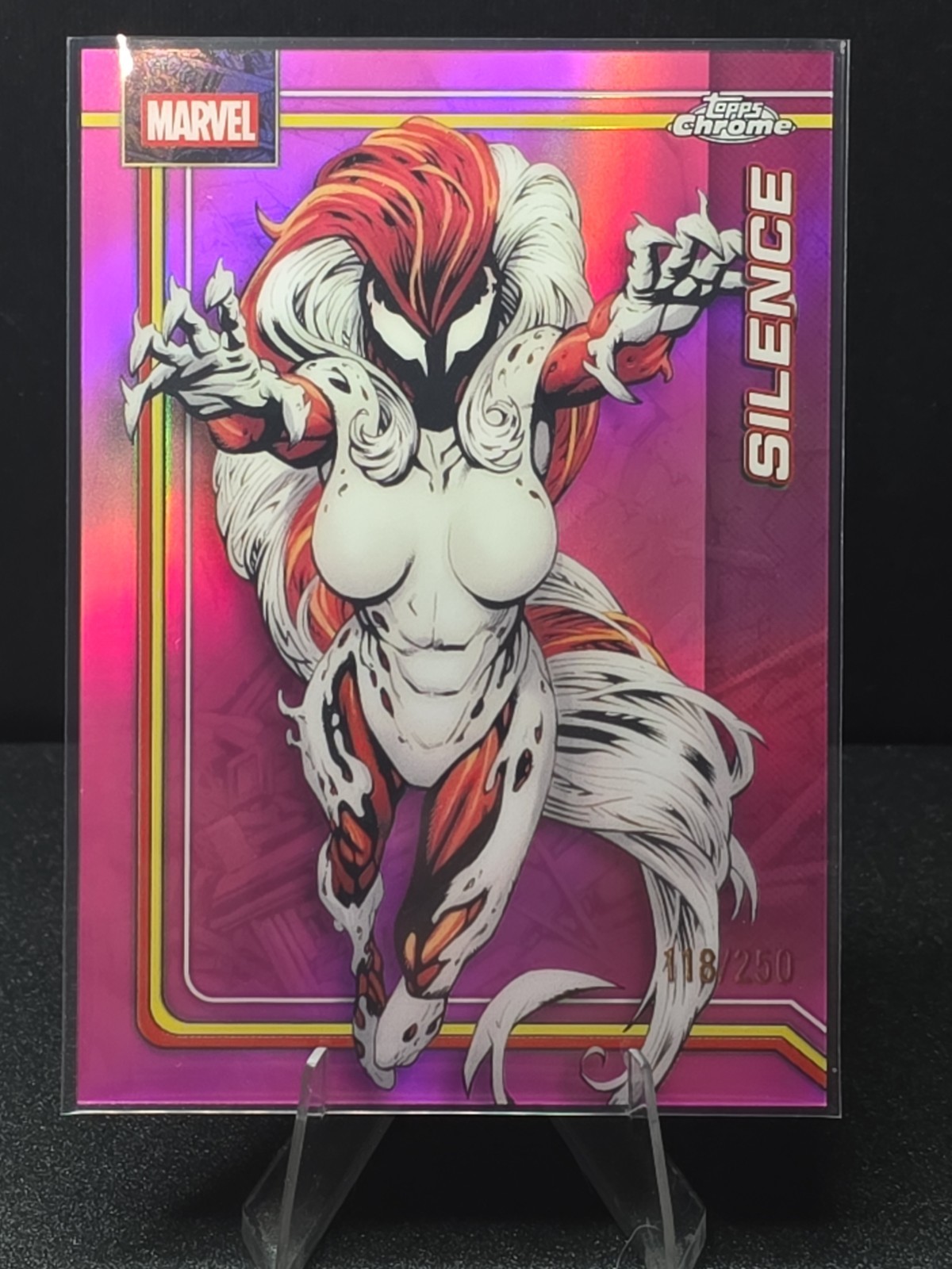 2026 Topps Chrome Marvel Silence #155 viola parallelo 053/250 stampa corta