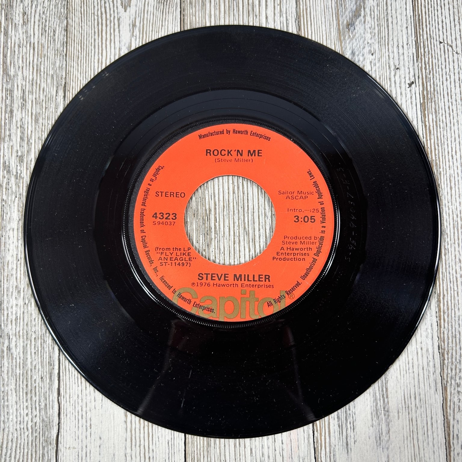 Steve Miller Band - Rock'n Me / Shu Ba Da Du 7" Record 1976 Capitol Rock 45 RPM