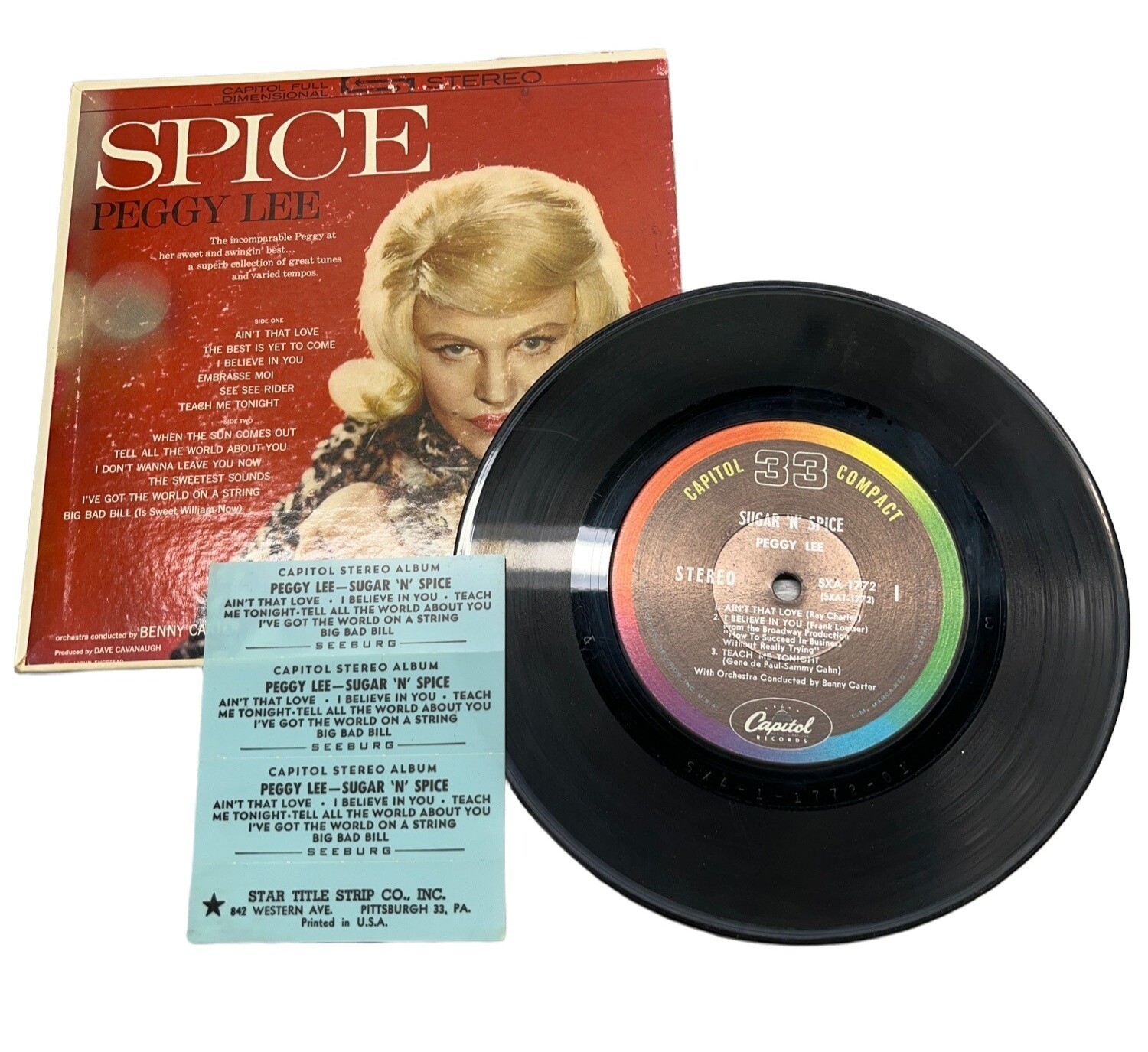 Peggy Lee Sugar n Spice Compact 33 Jukebox 7" Pop Record Capitol SXA-1772